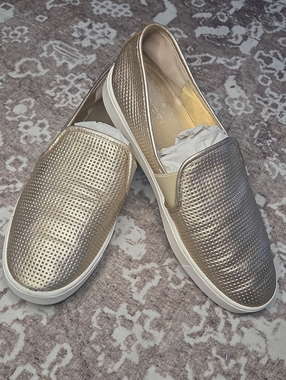 Vince Blair Women's Slip on Sneakers Champagne Gold Perforated Leather ~ Sz 10M